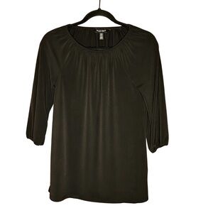 Ellen Tracy Black Blouse with Elastic Sleeve - Size XS